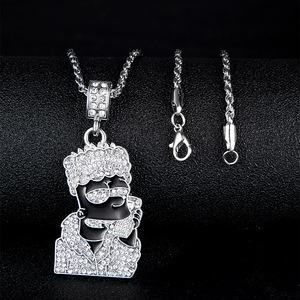 Gran oferta de moda Hip Hop Punk Simpson completo diamante circón aleación oro plata plateado gargantilla encanto Collar para hombres y mujeres - Product Image 2