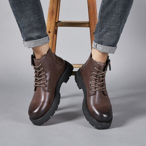 Botas de Trabajo de Cuero Genuino para Hombre, con Cierre de Cremallera, Resistentes a Impactos, Antideslizantes, Resistentes al Desgaste, para Senderismo y Trekking en Otoño e Invierno - Product Image 3
