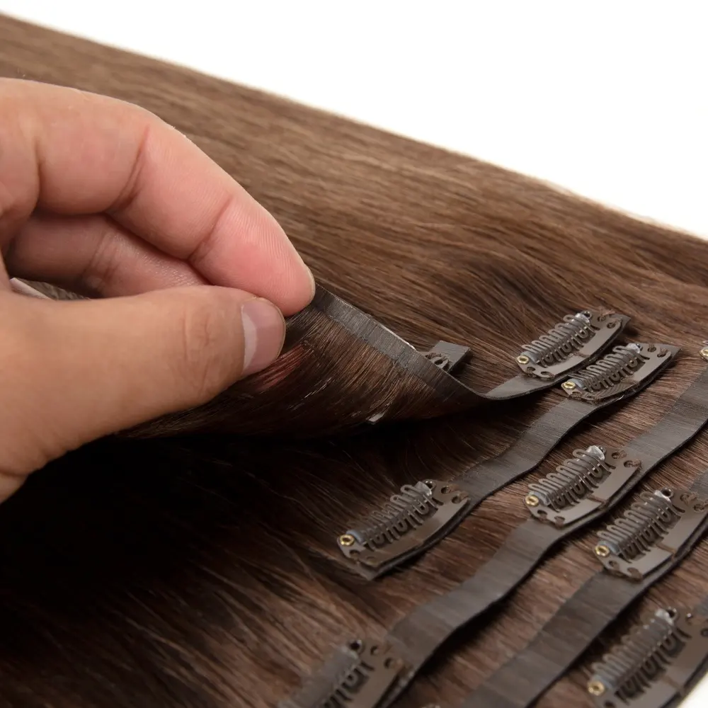 100% Human Hair Extensions Clip Ins Russisch Haar 12a Dubbel Getekende Remy Clip-In Human Hair Extension