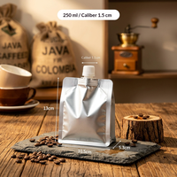 Emballage alimentaire pour café en feuille d'aluminium pure épaissie, sachet à bec verseur scellé sur huit côtés, haute température