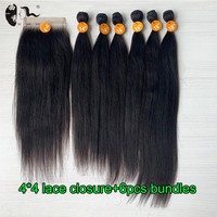 Extensiones de Cabello Pre-Adheridas, Mezcla de Cabello Humano al 80%, Liso y Rizado, Estilo Africano, Juego de 7 Piezas, 220g, para Tipos de Cabello Mixtos