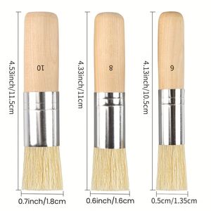 Lot de 3 pinceaux pochoirs en bois avec virole en aluminium, poils naturels purs pour peinture acrylique, à l'huile et aquarelle, certifiés FSC - Product Image 2