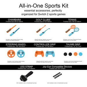 Kit sportivo racchetta da Golf racchetta da Tennis scherma Kit corda da polso per interruttore <span class=keywords><strong>Nintendo</strong></span> 2 accessori gioco interruttore/interruttore OLED 22 in 1 Set - Product Image 6
