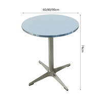 Table de restaurant ronde durable avec surface anti-rayures, piétement en métal, table à manger pour les salons de thé, les bistrots et les commerces
