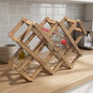 Teak Wood Wine <b>Racks</b> Bottle Holders Eco-friendly Handmade Durable Rectangle Mid Century Modern Design Tabletop Installation | - Product Image 3