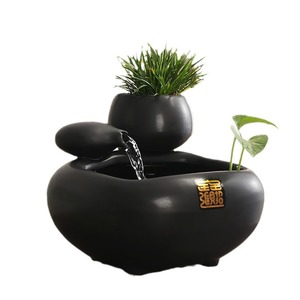 Fuente de agua de cerámica estilo chino, jarrón ovalado eléctrico de sobremesa con decoración de patos para la decoración del escritorio de la sala de estar - Product Image 5