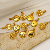 Pendentif rond en acier inoxydable avec face gravée, dos poli, motif carte des étoiles, bijoux zodiacaux personnalisés, OEM