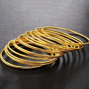 Bán Buôn Của Phụ Nữ 24K Vàng Vàng Đầy Cổ Điển Mỏng Bangle Đơn Giản Phong Cách Dây Vòng Đeo Tay 60Mm/62Mm/65Mm Thời Trang - Product Image 2