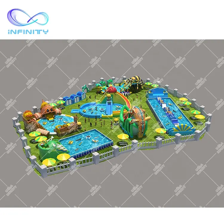 Outdoor Land Water Amusement Equipment Water Slide Customized Inflatable Water Park Child Aqua Park For Sale