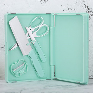 Tabla de Cortar Plegable de Plástico, Paquete de 5, con Cuchillo, Tijeras y Pelador para Picar, en Oferta - Product Image 6