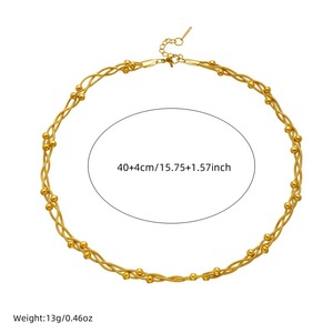 European American Cross Border Design Unisex Chain Wound Spacer Bead Stainless Steel Gold Plated Cross Necklace - Product Image 5