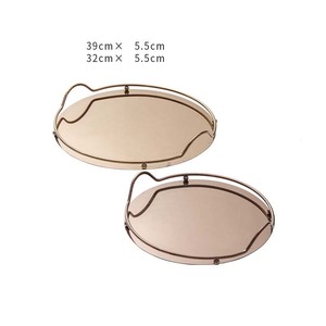 Plateaux de service décoratifs de luxe en <span class=keywords><strong>acier</strong></span> inoxydable or nordique moderne avec poignées - Product Image 5