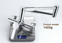 Robinet de cuisine mural thermostatique en acier inoxydable, pliable et extensible, à 2 trous, avec cartouche céramique, installation latérale