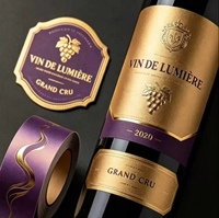 Etiquetas de Vino Resistentes al Agua y al Aceite, con Textura en Relieve, de Grado Alimenticio, Etiquetas Adhesivas de Marca Privada para Embalaje de Botellas de Vino