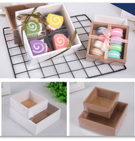 Vente en gros de boîtes à gâteaux en carton Bento noir de 3 pouces pour cadeau de lune haut de gamme blanc