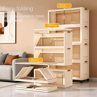 Armoire de rangement pliable en plastique, organisateur de jouets rectangulaire, sans installation, design moderne et simple, salon, chambre d'enfant