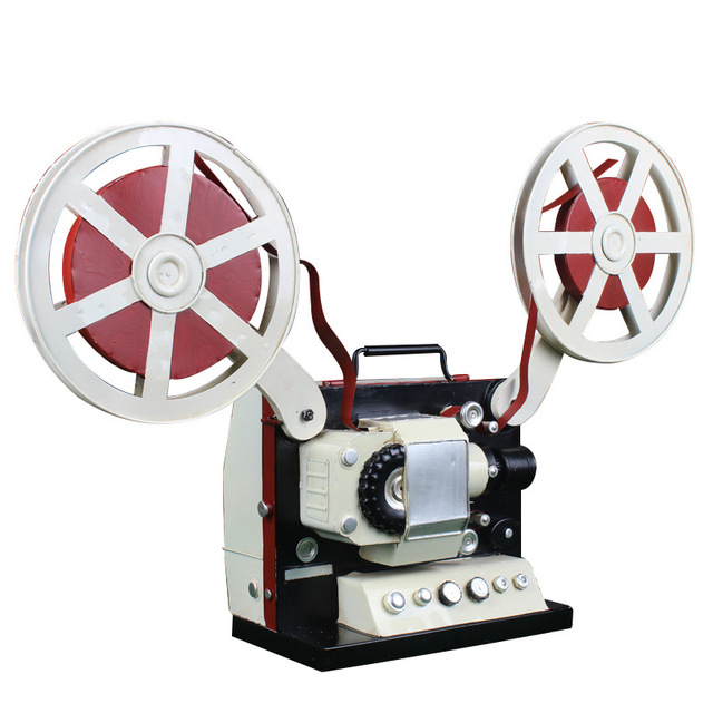 Vintage Film Projector Model Iron Tinplate Photography Prop for Weddings Birthdays Housewarmings-Retro Geometric Shapes