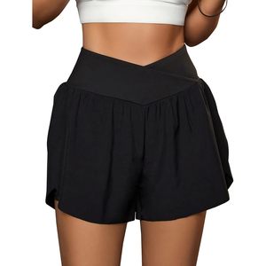 FOXA Pantalones cortos deportivos de secado rápido para mujer, cintura alta, para gimnasio, correr, ropa informal de verano - Product Image 1