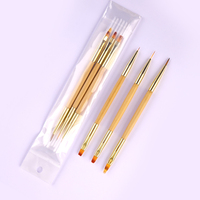 3 Pcs/Set Brosse à Ongles Double Face en Bambou Brosse à Gel Liner Manucure UV Gel Extension Stylo Vernis à Ongles Peinture Dessin Pinceau Outils
