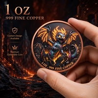 Koin Naga Cyberpunk 1 oz 999 Tembaga Murni dengan Relief Tinggi, Berwarna UV, Seperti Bukti Asli, Hadiah untuk Penggemar Sci-Fi