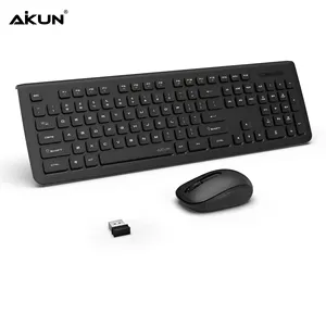 Aikun Keyboard dan Mouse Nirkabel, Keyboard Profil Tipis dan Mouse Ramping, Baterai Tahan Lama, Penerima Colok dan Lupa