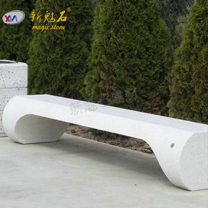 Nuevos Materiales de Construcción de Piedra, Banco Artístico GRC Blanco Gris, Personalizable, Asiento para Parque al Aire Libre, Resistente al Agua y a las Manchas - Product Image 1