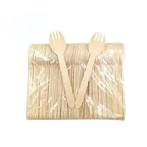 Set cucchiaio e forchetta in legno produttore di posate in legno biodegradabile di betulla posate in legno cucchiaio forchetta coltello set di posate
