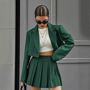 Nuovo arrivo abito corto Shorts tailleur primavera ed estate Double breted breve plissettato pantalone <span class=keywords><strong>due</strong></span> - Product Image 2