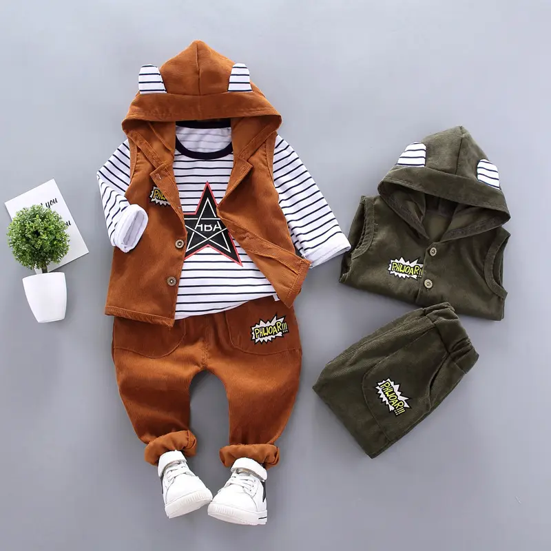 Hot Selling Autumn New Design Baby Boy Clothes 3pcs 1-4 year old Baby Boy Clothing Set