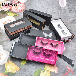 Boîtes de vendeurs de cils en gros étui à cils papillon cils en vison 25mm fenêtre papillon ruban rose emballage boîte à cils - Product Image 4