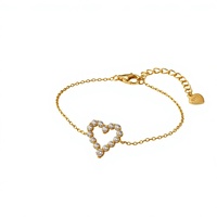 Bracelet Cœur Creux en Argent S925 et Moissanite pour Femme – Style Minimaliste Moderne, Électroplaqué, Tendance et Élégant – Vente en Gros