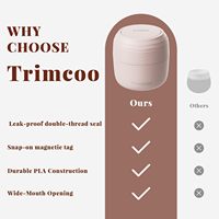 Trimcoo Nouveaux contenants de voyage pour produits de toilette [Ultra étanches] Approuvés par la TSA, pots à coque rigide en PLA avec 5 étiquettes magnétiques - Rose