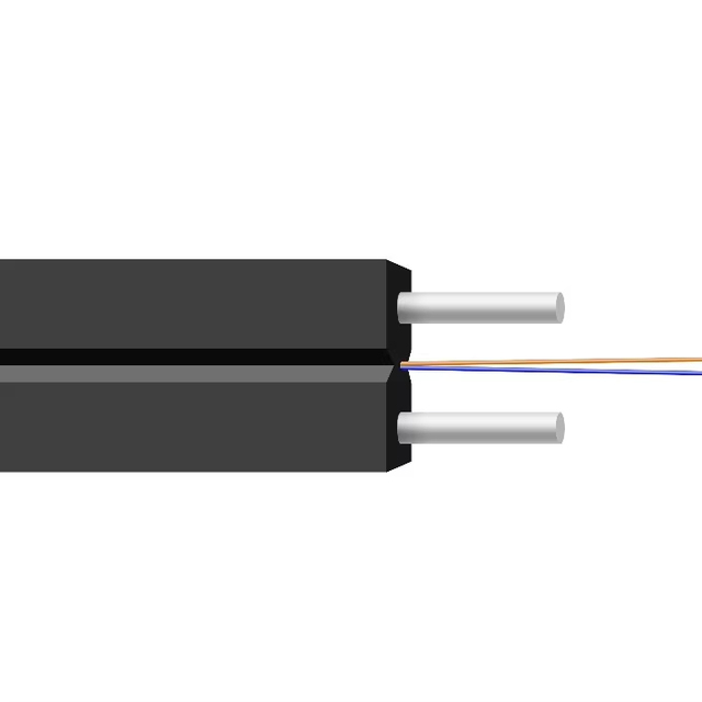 Indoor /Outdoor FTTH Cable Single Mode G657A 1Core 2core 4Core Optical Fiber Drop Cable with Steel Wires