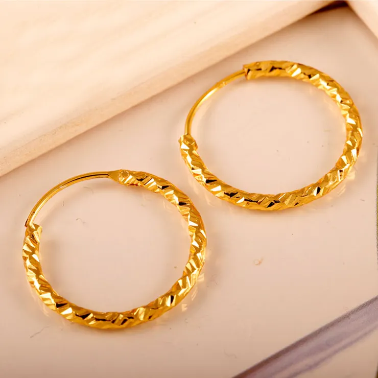 Earrings Trendy 24k Gold Plated Filled Oval Vintage Hoop Earring Designer Luxury Cheap Flat New Fashion Trendy Hoop Earring Twisted Circle