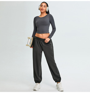 Nouveau automne et hiver Slim Sports Big <span class=keywords><strong>U</strong></span> beau dos course Fitness Logo personnalisé couleur unie survêtement femme - Product Image 3