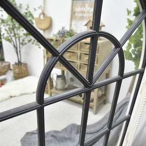 Espejos de Pared con Marco de Madera y Metal, Estilo Rústico, Ecológicos, con Gran Arco, Decoración para el Hogar, para Sala de Estar - Product Image 4