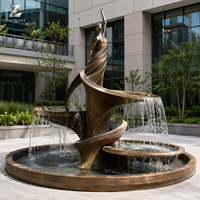 Fuente de Bronce Fundido con Escultura de Dama, Estatua Clásica de Agua en Cascada para Decoración de Jardín, Patio de Villa u Hotel