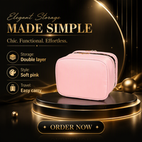 Sac de toilette moderne pliable résistant à l'eau en PU, grande capacité, fermeture éclair, trousse de maquillage