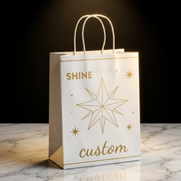 Sac cadeau minimaliste en papier recyclable avec logo personnalisé, poignée en corde de coton, effet étoile dorée, pour l'emballage de bougies