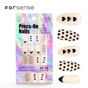 Faux ongles de luxe manucure à la française faux ongles courts en amande <span class=keywords><strong>les</strong></span> faux ongles des en gros stiletto personnalisés - Product Image 1