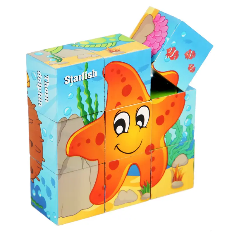 Legno bambino Puzzle Montessori cubo blocchi giocattolo gioco per bambini Puzzle educativo giocattoli bambini sviluppo Puzzle personalizzato 2021 Opp Bag