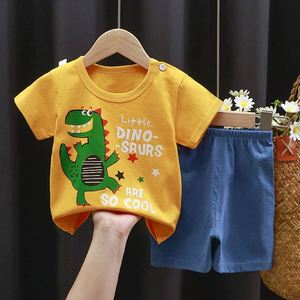 Nouvel ensemble de vêtements pour enfants, costume d'été pour bébé garçon, t-shirt et short, 2 pièces décontractées en coton pour le printemps - Product Image 5