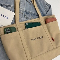 Sac messager en toile multi-poches pour femmes pour le travail et l'université, fermeture à glissière et grand sac fourre-tout en toile surdimensionné avec fermeture à glissière