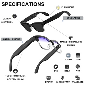 Hey Cyan W630 Film en verre intelligent commutable avec caméra vidéo Lunettes de soleil Sports Traduction en temps réel <span class=keywords><strong>Casque</strong></span> portable intelligent - Product Image 4