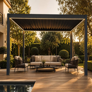 Pergola en aluminium doublement étanche, pergola à protection intégrale contre la pluie pour les zones à climat humide, pergola à lamelles en aluminium avec structure électrique - Product Image 6