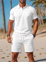 Ensemble Polo et Short Décontracté Sportif d'Été pour Homme – Nouvelle Collection Slim à Manches Courtes avec Motif Uni