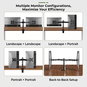 Supporto da Scrivania per Doppio Monitor 14-32 Pollici, 8kg per Schermo, VESA 75x75 100x100, Braccio Girevole Completo per Doppio Monitor - Product Image 3