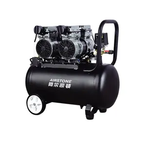 Compressor de ar sem óleo 220 w 2 pistão, baixo ruído silencioso 750 v 50hz 2hp com tanque de 50l