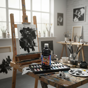 Peiyong Tempera Nera in Bottiglia da 500ml per Artisti e Artigiani, Uso Versatile su Tela, Carta, Vetro, Set Durevole con Confezione in Scatola - Product Image 3