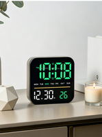 Horloge de table numérique LED multifonctionnelle à grand écran avec calendrier, lumière ambiante et affichage des secondes pour salon